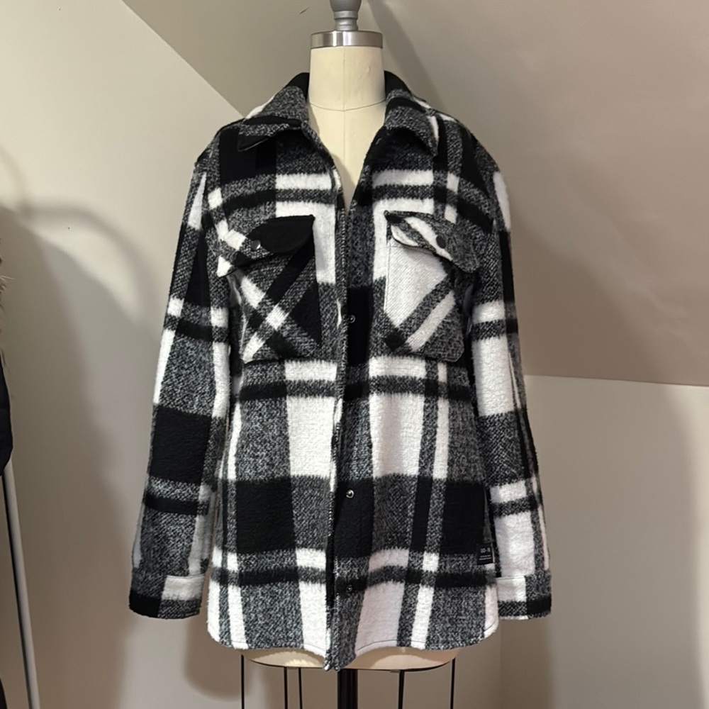 Urban Outfitters Oversized Black and White Plaid Jacket